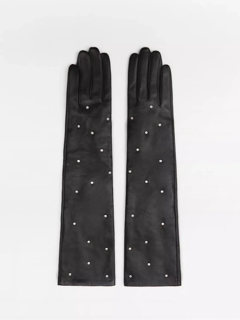 Zara Black Leather Gloves with Rhinestones - NWT